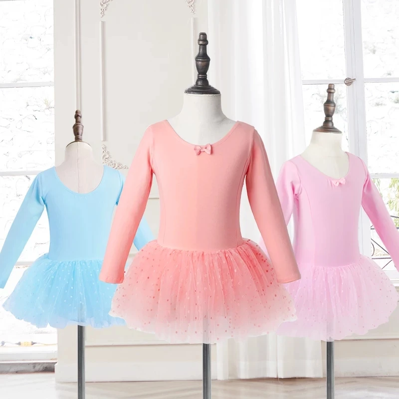 Kids Long Sleeve Ballet Tutu Dress Girls Pink Birthday Princess Dress
