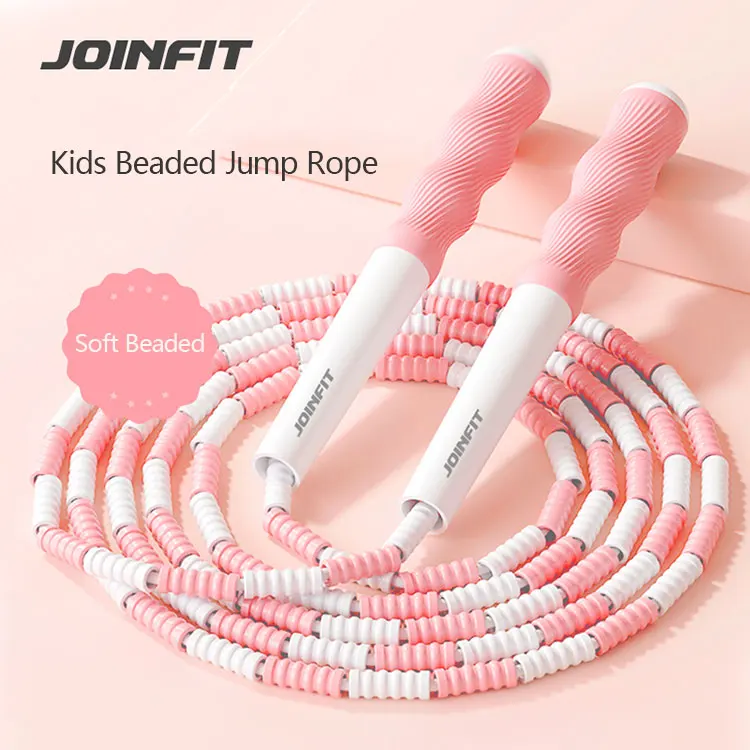 Exercise Non-Slip Handle PVC Pink Bamboo bead kids Skipping Rope