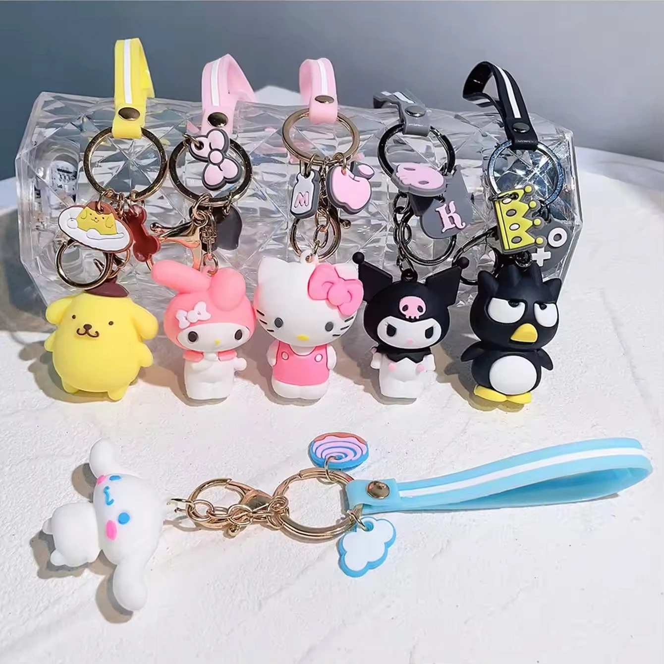Cartoon Creative Doll Keychain Silicone Miniature Car Keyring Pendant Couple Gift Backpack Hanger Suitable For Daily Use