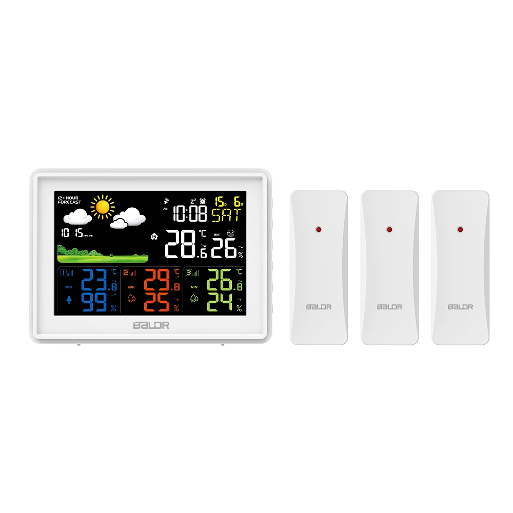 weather station wireless sensors display 3 groups temperature and humidity thermometer hygrometer barometer