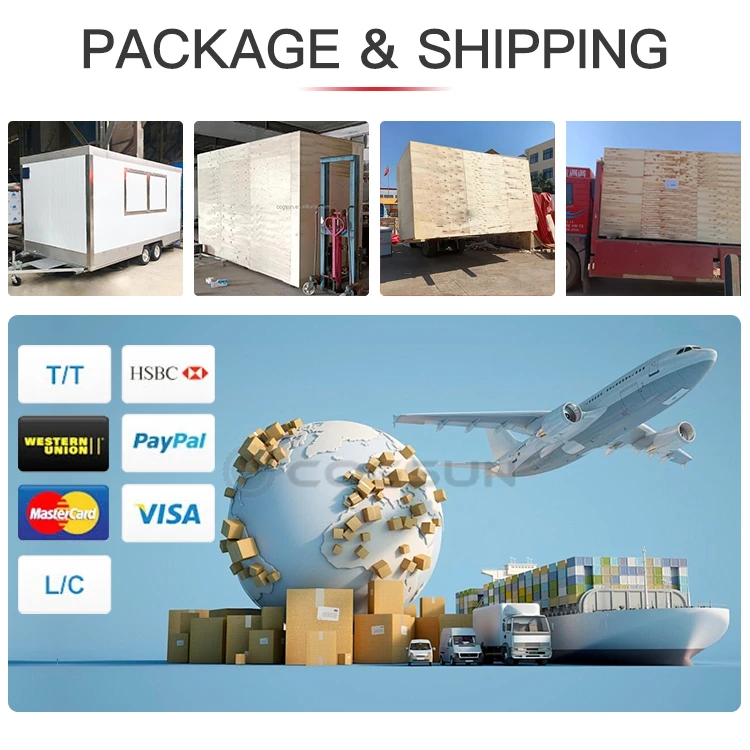 Cogsun Food Trailer Equipment Air Conditioner Bar Station Mobile Shop Boutique Trailer Food Truck Ready To Ship Coffee Trucks