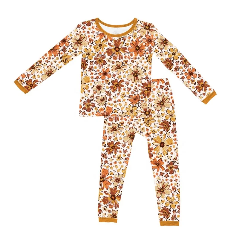 Custom Bamboo PJS Baby Girl Cute Pajamas Wholesale Childish Night Sky Space Stars Planets Crescent