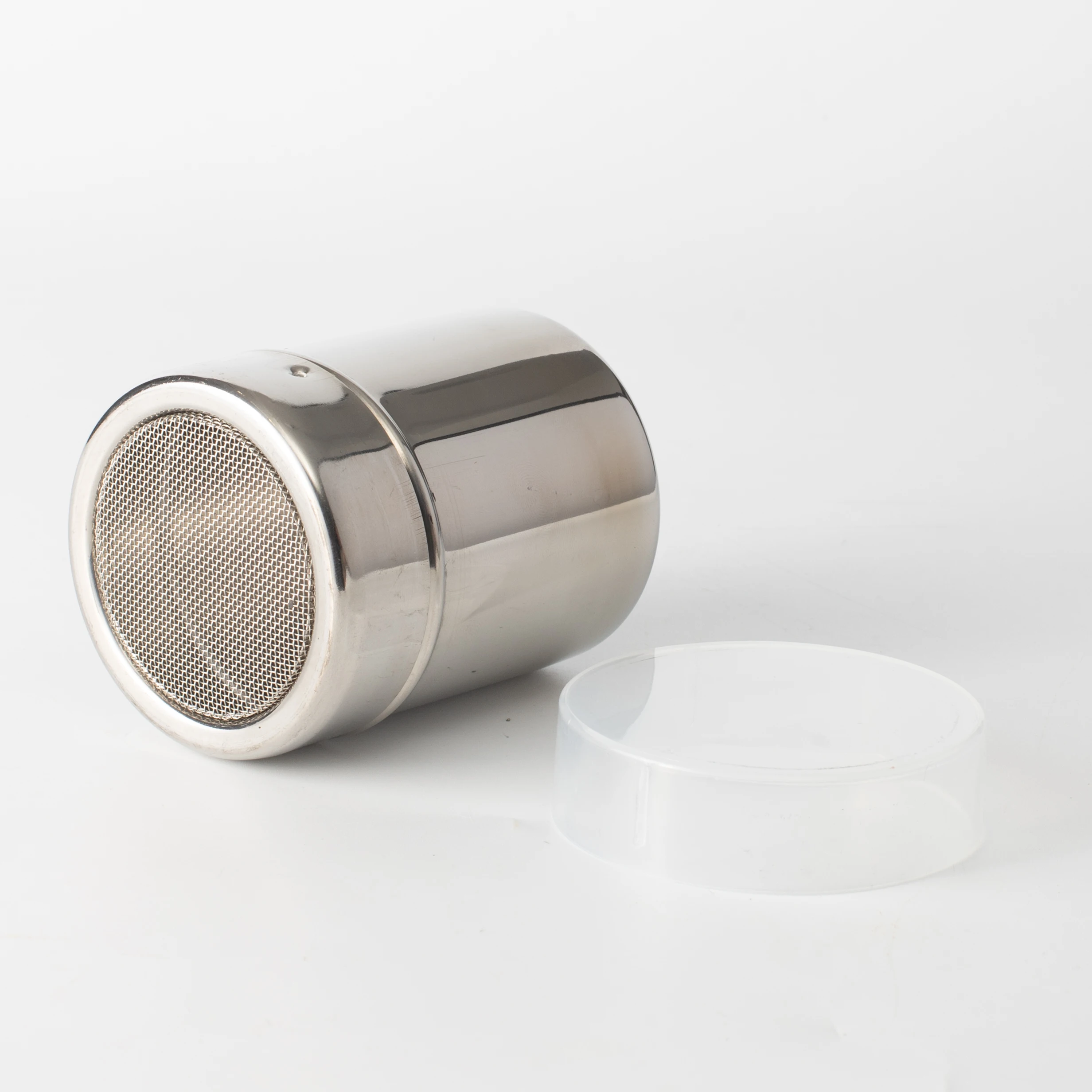 304 Stainless Steel Powder Sugar Fine Mesh Shaker With Lid for Coffee Cappuccino Latte
