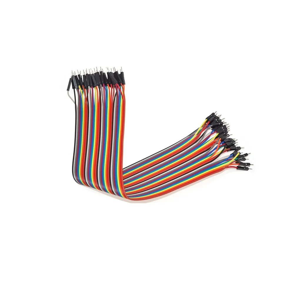 40Pin м/м кабель со штыревыми соединителями на обоих концах для подключения перемычек разноцветные Dupont провод 30 см 40 штифтов макет проводов (1600334775033)