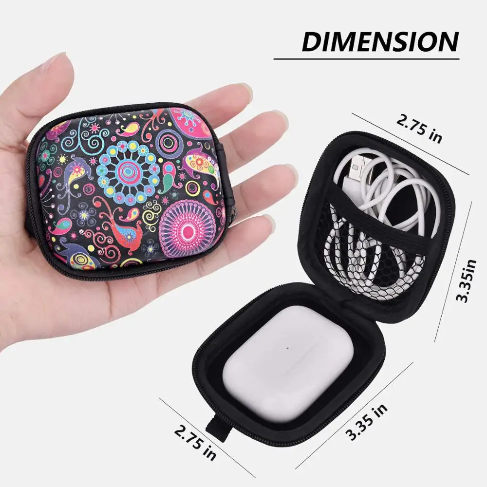 
Custom Printing Leather Hard Moulded Portable Earbud Earphone Pouch Eva Headphone Case 