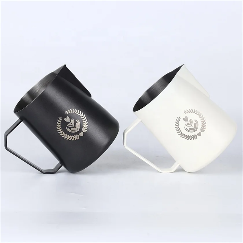 High Quality Special Design Stainless Steel Coffee Pitcher Milk Frothing Jug Pull Flower Cup Latte Coffee Jug OEM