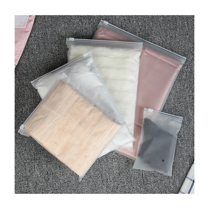 Clear Clothing Tshirt Poly Zip Bag Slide Matte/ Frosted Biodegradable Zipper Plastic Custom Logo Printing Moisture Proof CPE