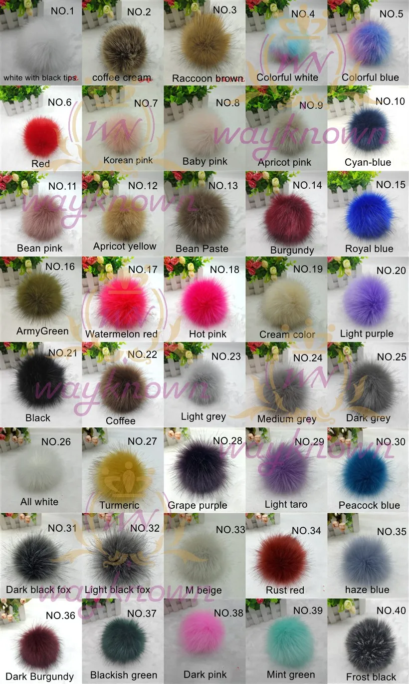Faux Fox Raccoon Fur Pom Pom Balls 16cm DIY Craft PomPon for Hats Keychains Scarves Mitten Bags Accessories Hairball