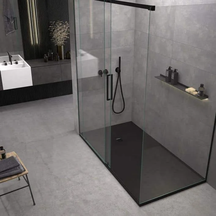 BOTON STONE Black Shower Base Seawin Bathroom Composite Shower Tray Solid Surface Shower Pan Base