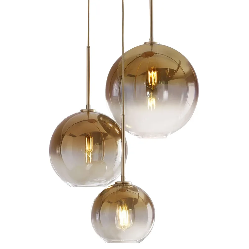 Restaurant Lights Gradient Color Pendant Lamp Glass Lighting For Room