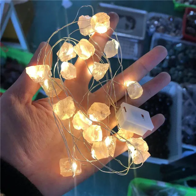 natural rough rose quartz mini lamp string lights amethyst Christmas tree decoration lights home decoration