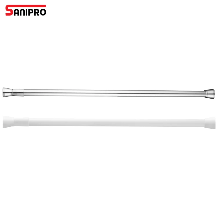 SANIPRO Custom Size/Color Spring Tension Shower Curtain Rod Telescopic Adjustable Metal Extendable Windows Curtain Poles