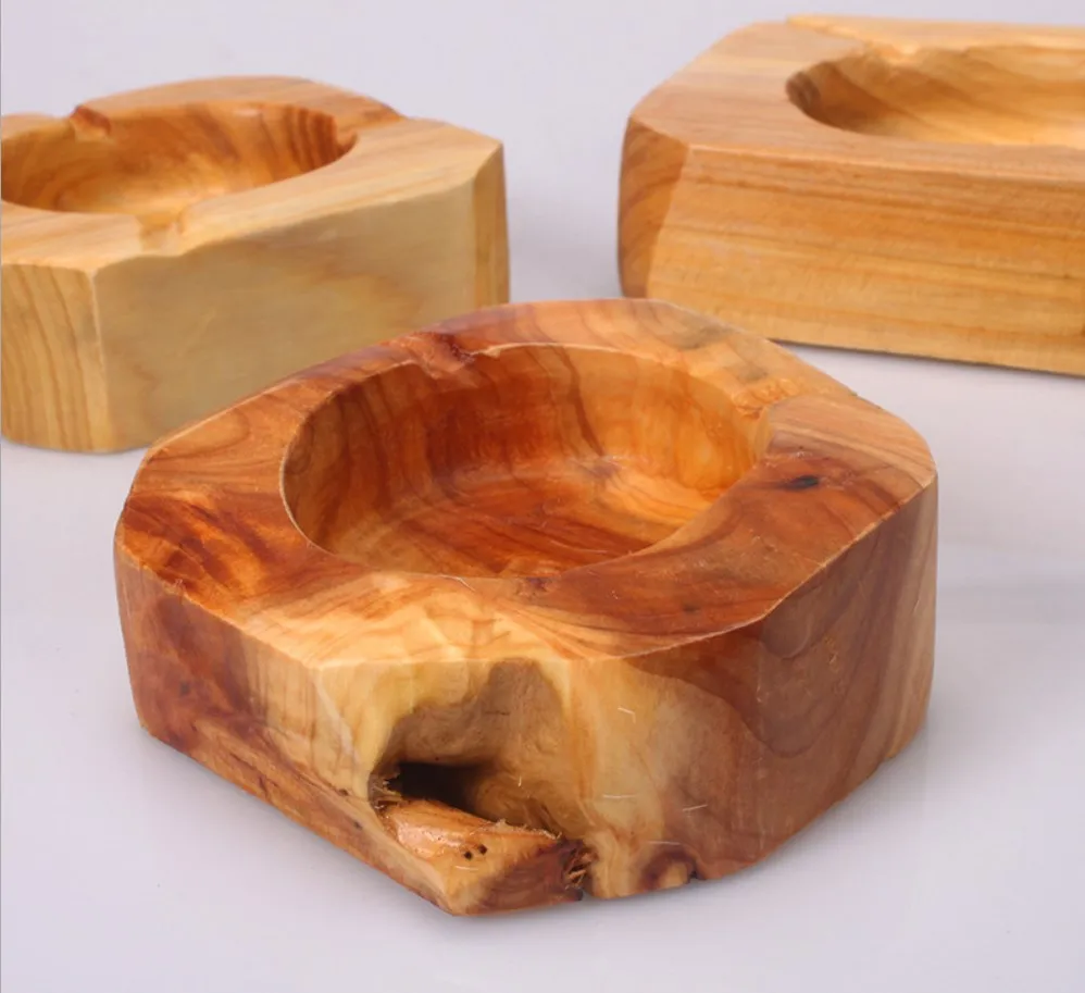 Wooden ashtrays creative personality wood carving wooden ashtray custom logo