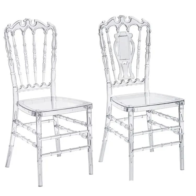 Wholesale Trasparentes Tiffany Napoleon White Clear Silla De Boda Chiavari Resin Acrylic Plastic Hotel Chairs for Wedding
