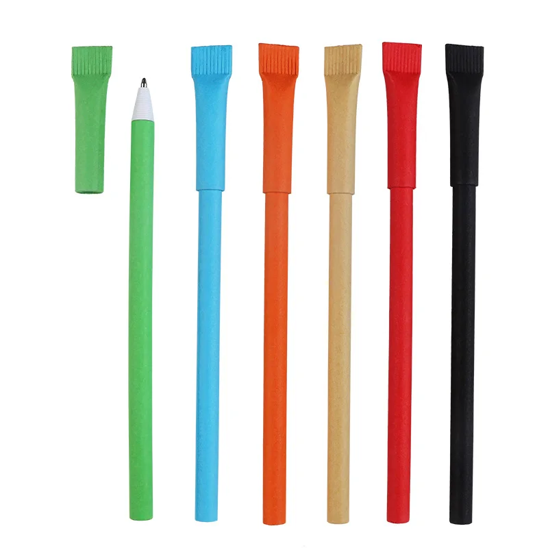 Wholesale custom logo very cheap ballpen printing/recycle kraft paper ballpoint pen/advertisement of ballpen supplier