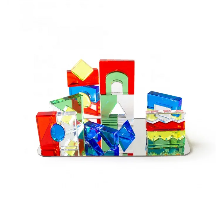 Acrylic Perception Blocks Set Assorted Colors Translucent Manipulatives for Visual Sensory Unit Block Lucite