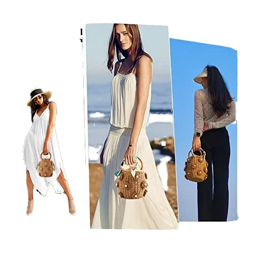KALANTA Summer Flower Chain Handmade Rattan Beach Travel Dinner Woven Straw Bags for Women  Female Shoulder Casual Tote Handbag