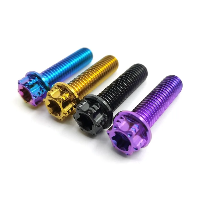 M8 M10 M12 Gr2 Titanium bolts gr5 titanium-bolts Alloy Steel Anodized hex flange torx for motorcycle bicycle titanium body bolts
