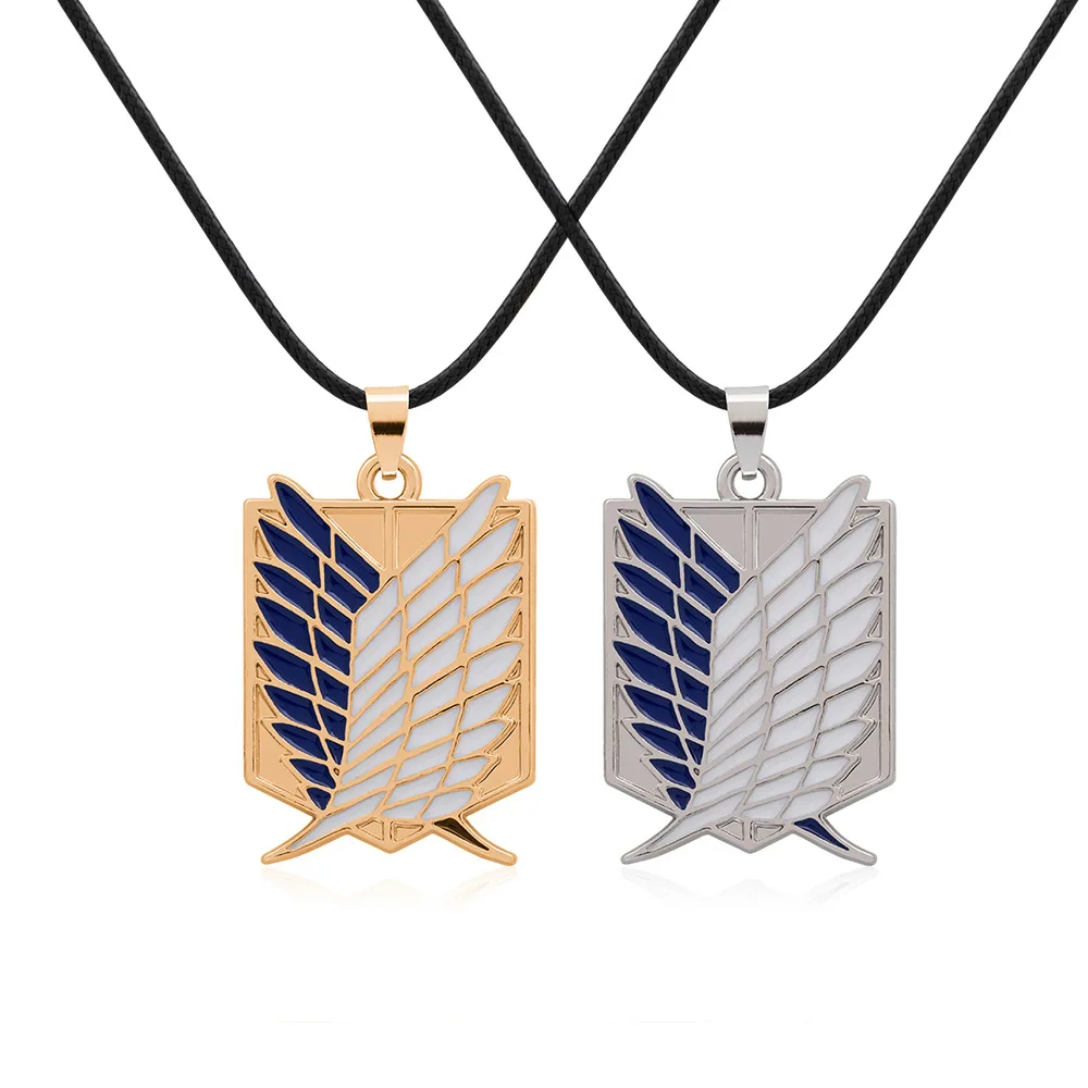 Anime Attack on Titan Necklace Survey Corps Brooch Pins Sweater Chain Fashion Jewelry Pendant Necklaces for Party