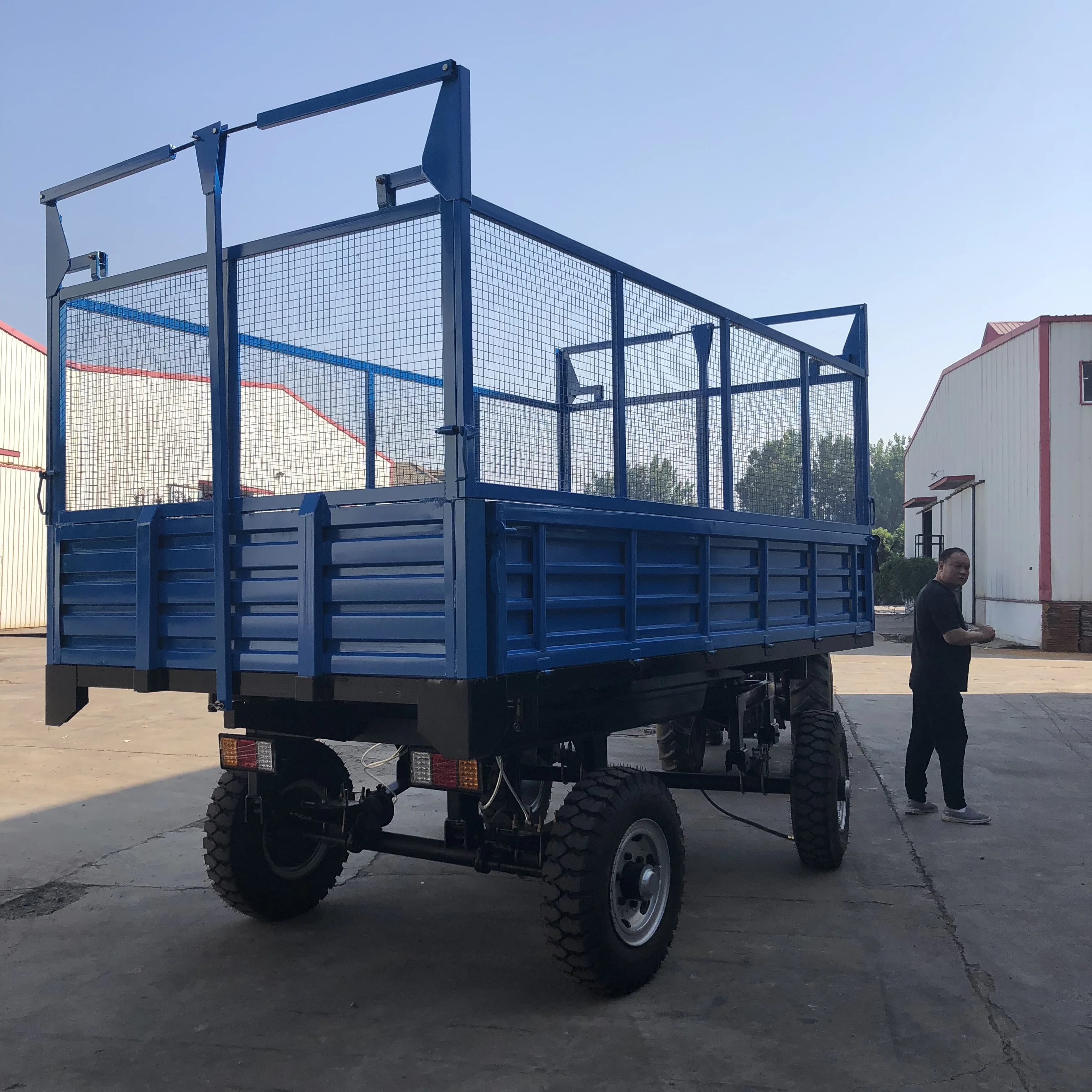 Best Factory Supply 1-13Tons 4 wheels Agricultural Tipping Trailer Tractor Mounted Trailer Left and Right Dump Farm Trailer