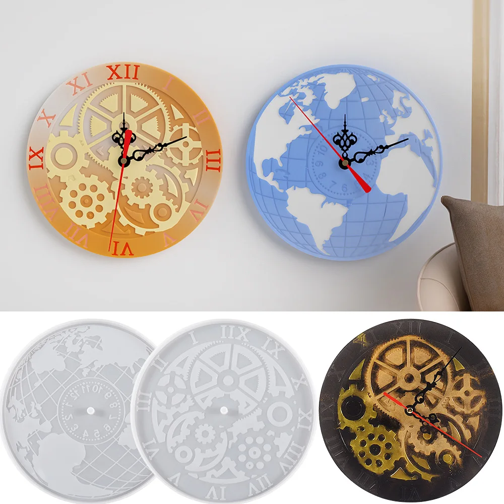 DIY Map Gear Index Dial Clock Mold Silicone Resin Making Art Mould Epoxy Crystal Dripping Molding