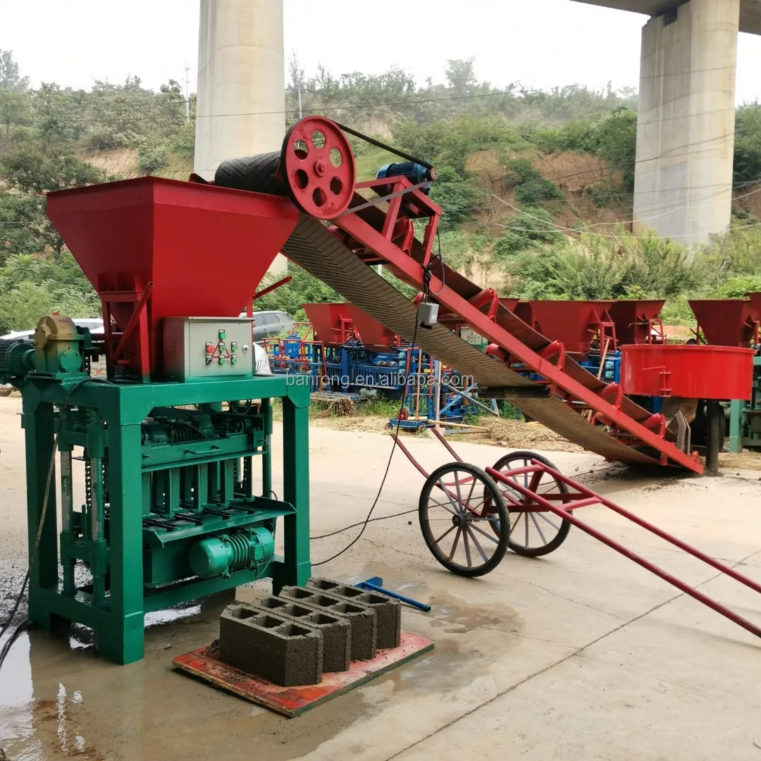 Semi-automatic production line brick making machine BR4-40 concrete cement hollow paver exported to South Sudan