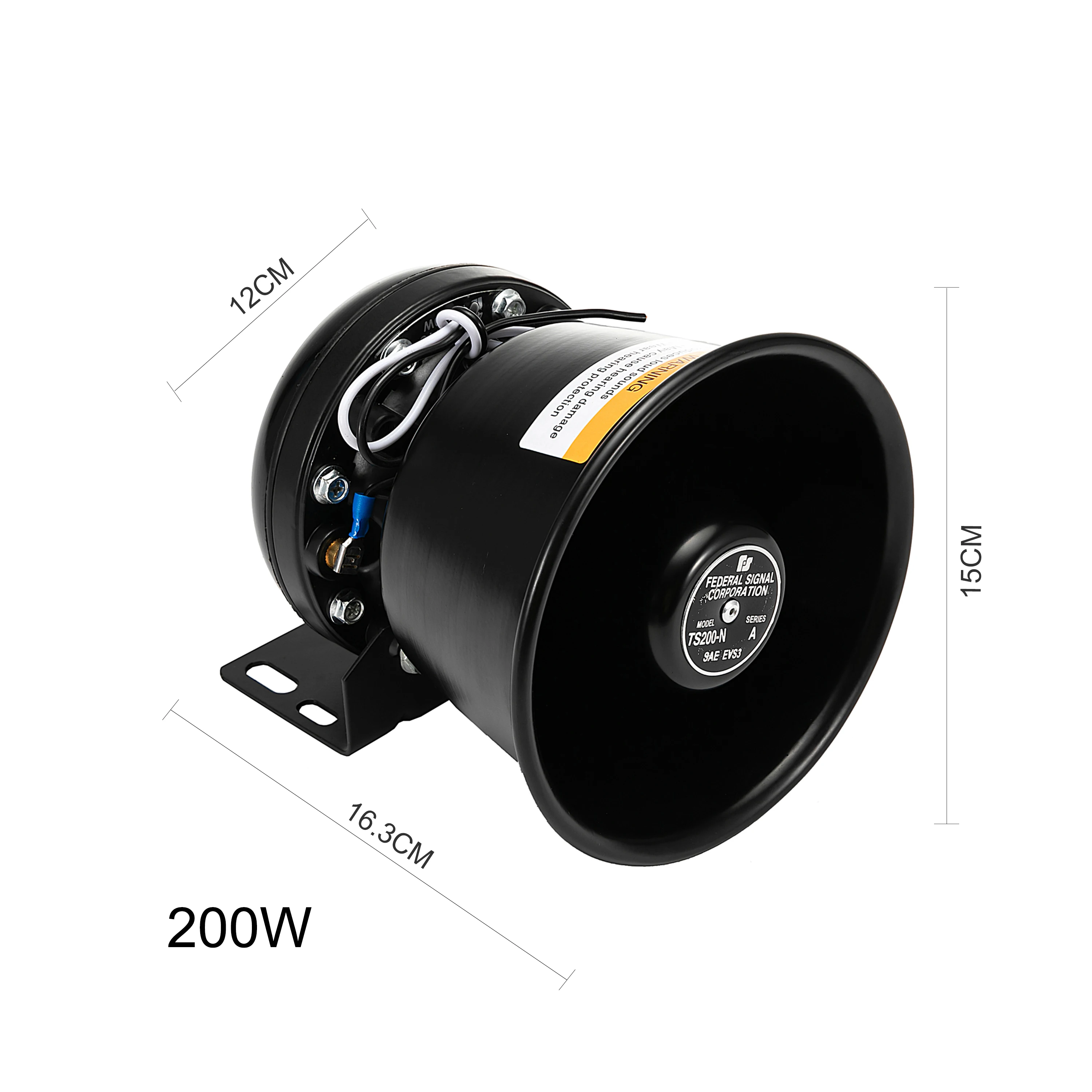 200W Security System Warning Alarm Cop Cars Ambulance Electronic Round Siren Horn Speaker