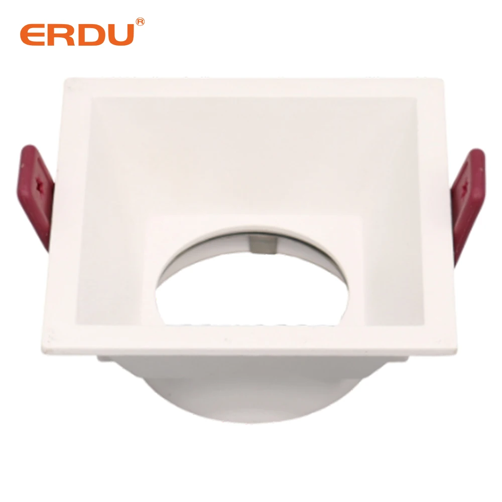 ERDU Die Casting Aluminum MR16 Frame Recessed Led Downlight Frame Round  Square Gu10  Mr16 Spotlight Fixture Housing