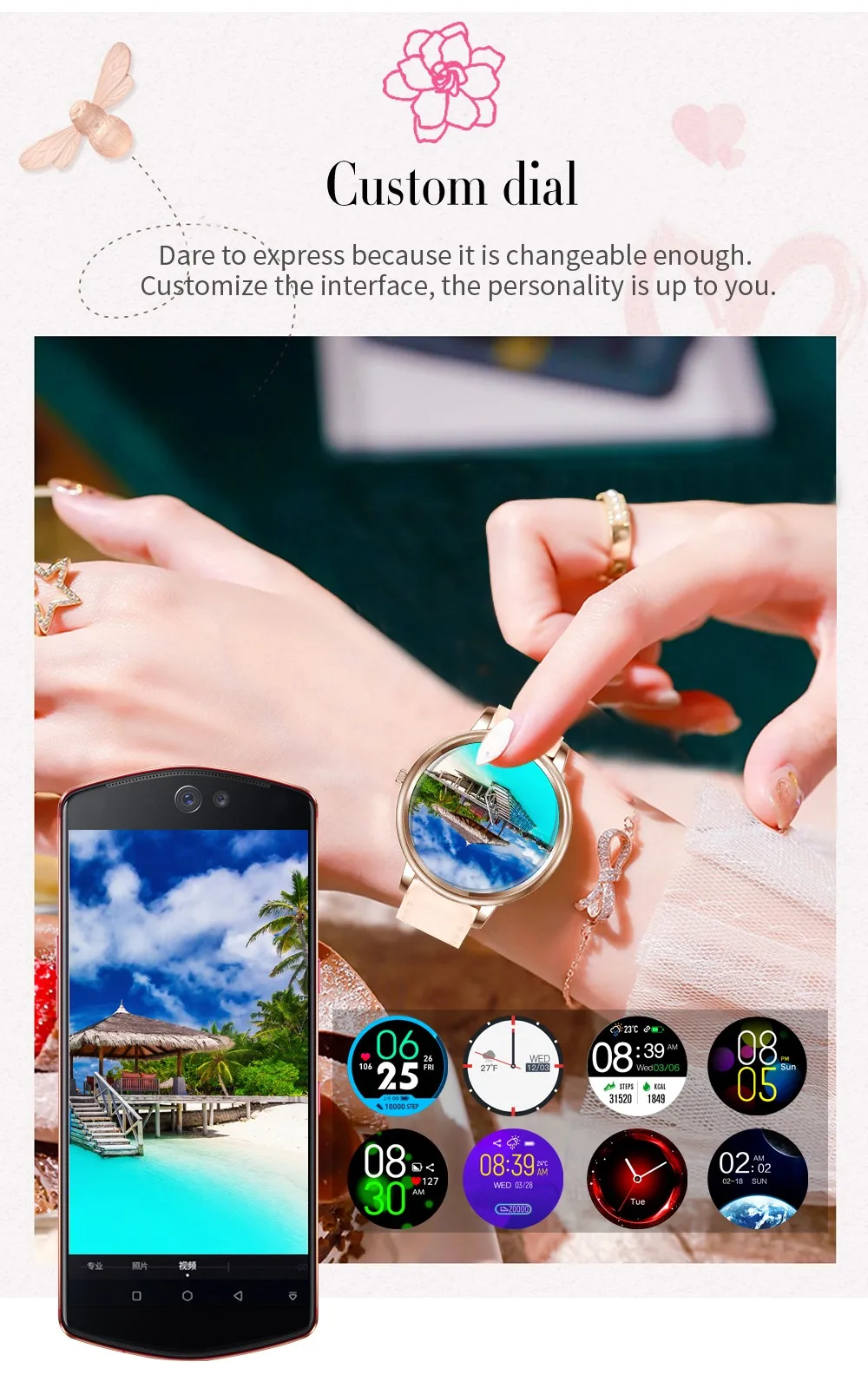 Customized Logo Men Women Smartwatch Sport Android IOS Smart Watch Round Screen Mobile Phone