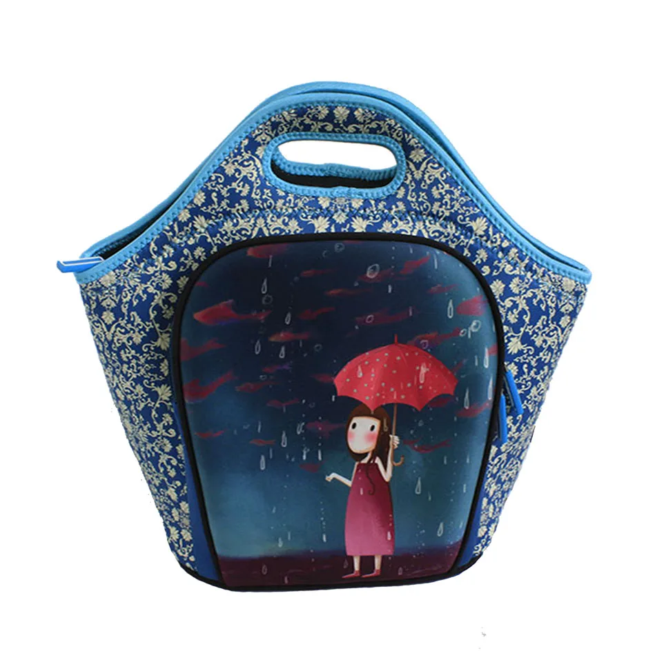 Multi-functional Neoprene Insulated Zipper Lunch Bag Cooler For School Work Office