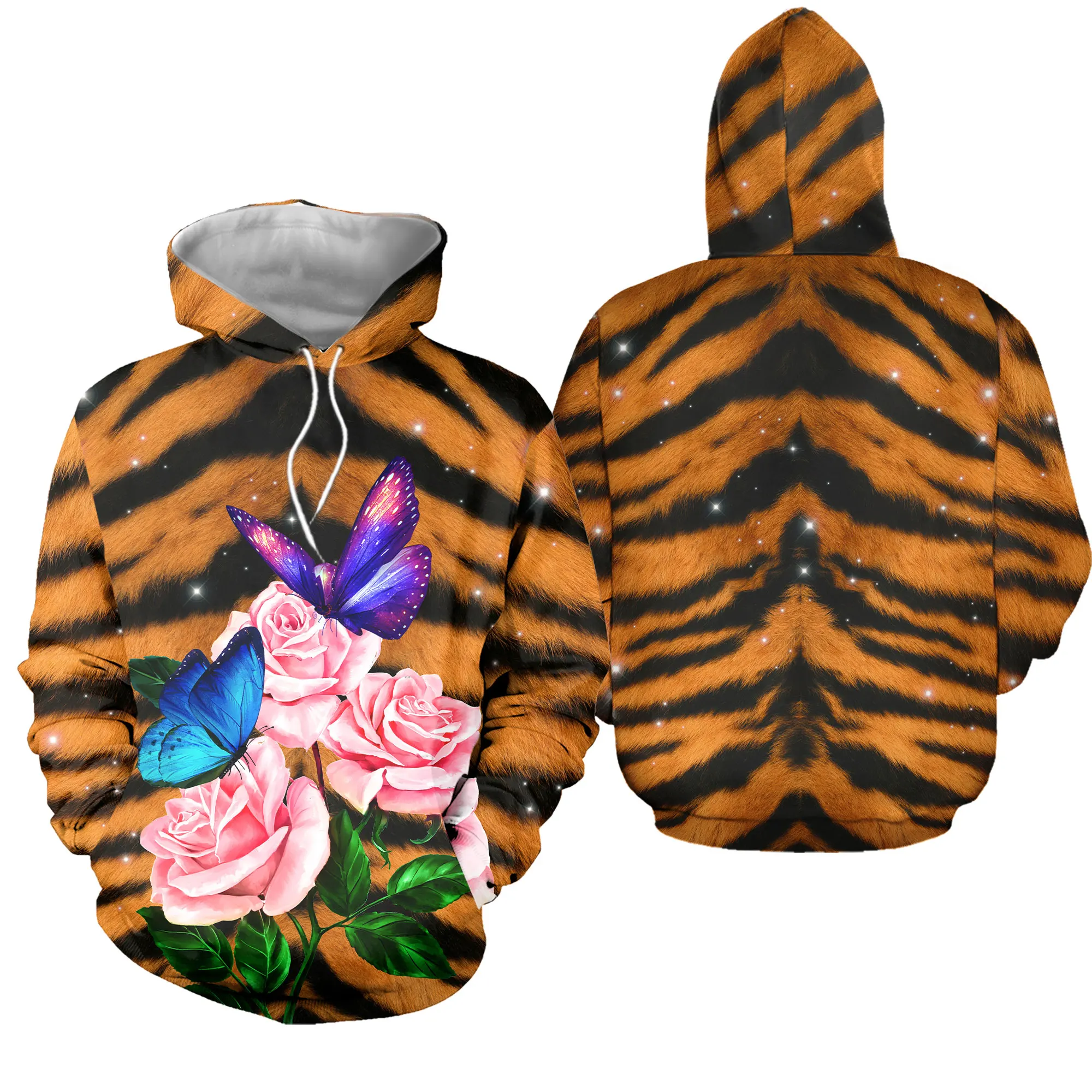 Rose and Dods Pattern Breathable Sustainable Hoodies Sweatershirts Unisex Custom Logo 3D Digital Printing Wholesale MOQ1