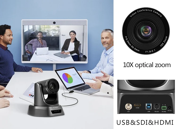 
New arrival superior 10x optical zoom ptz camera 3 video outputs usb hd ptz camera for livestreaming 