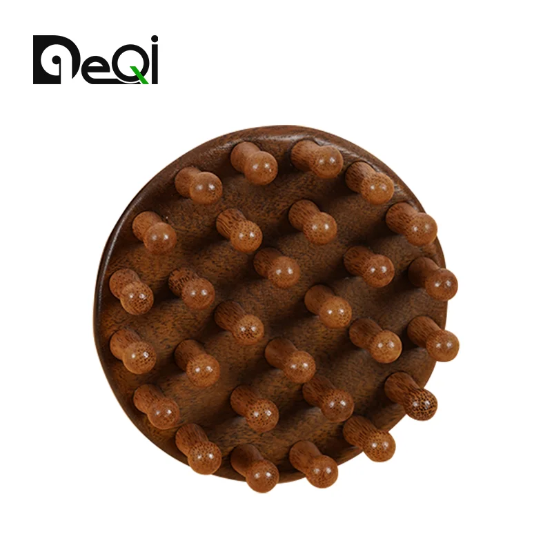 DQ-001 Rosewood Wooden Massage Comb Hair Brush Shampoo Brush Wet and Dry Hair Scalp Care Brush Round Tip Scalp Guasha Tool