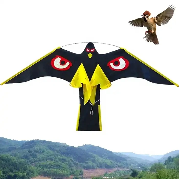 Pest Control Farm Crops Scaring Bird Black Wind Bird Repellent Flying Hawk Eagle Kite With 4m Adjustable Pole