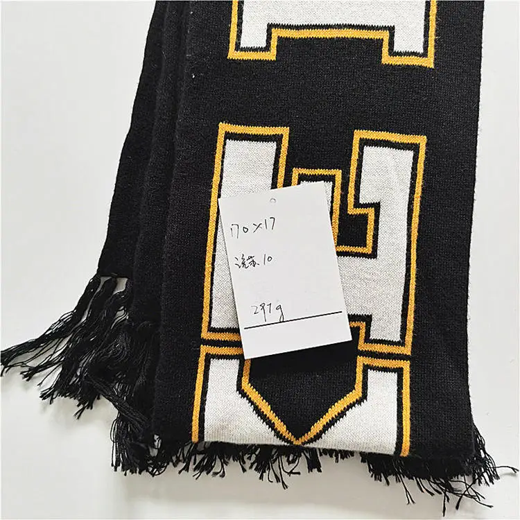 GUOOU 2023 World football fan scarf European and American fashion English Jacquard LOGO knitted scarf Air layer jacquard scarf
