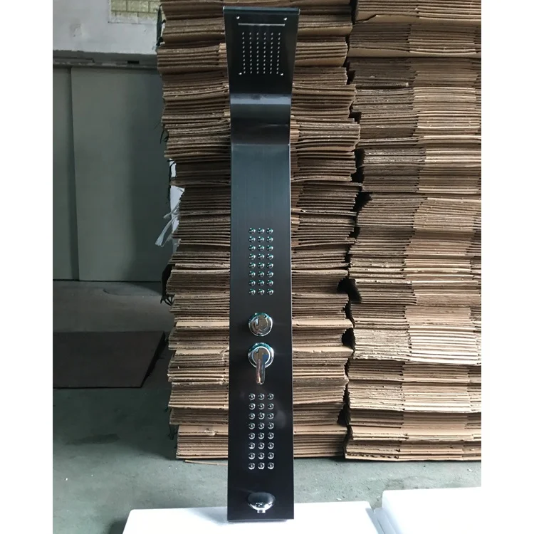 stainless steel bathroom black shower panel with massage jets