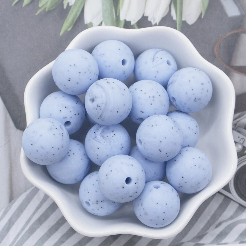 Melikey DIY Silicone Chew Beads Round Soft Silicone Teething Bracelet Making Baby Beads