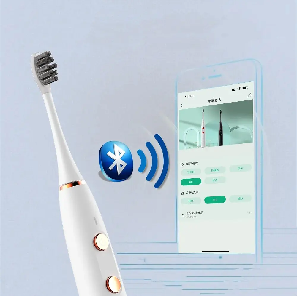 APP Bluetooth wireless Electric Toothbrush IPX7 Waterproof Rechargeable Pressure Sensor Custom Adult Sonic Electrical Toothbrush