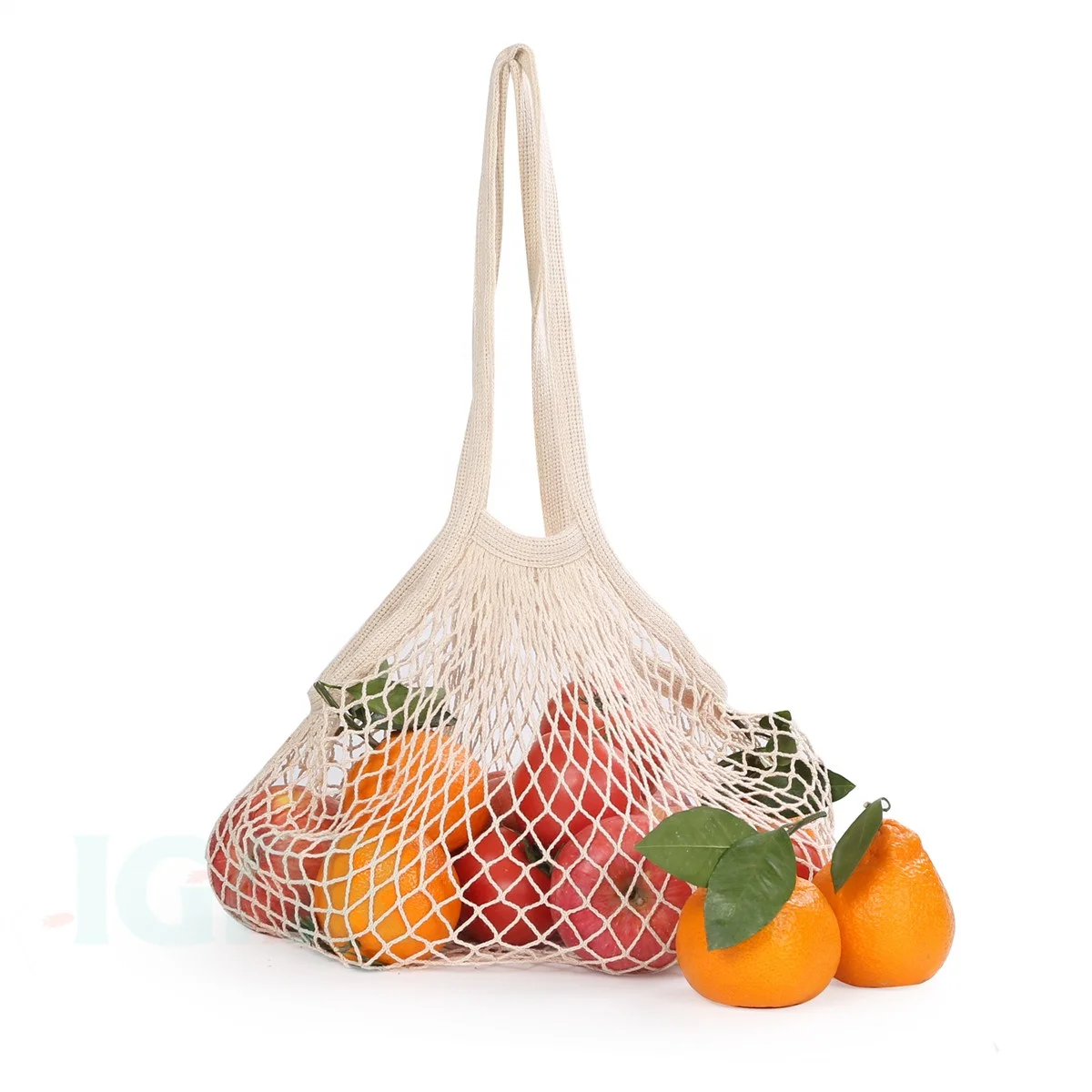 Cotton Net Shopping Tote, Reusable Grocery Mesh Produce Bag, Washable Market Beach Toy String Rope Storage Bags