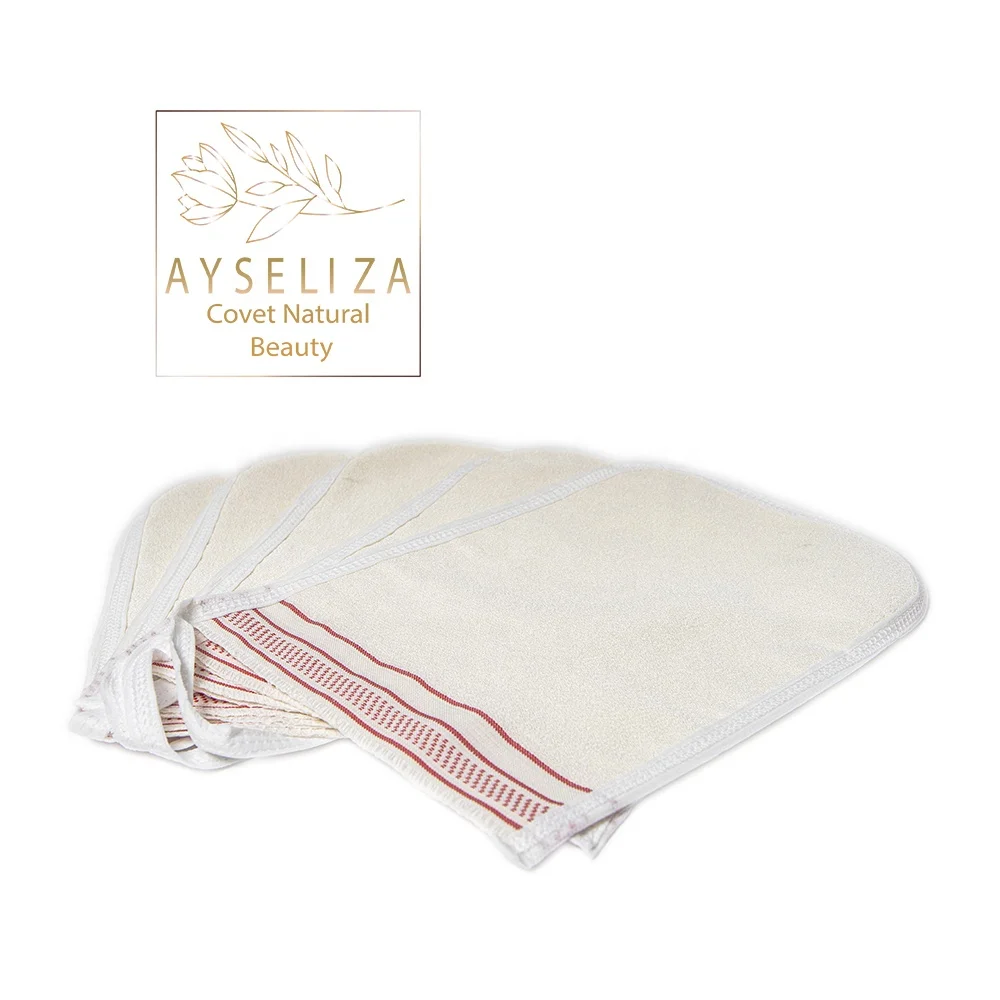 Wholesale Eco-Friendly Moroccan Kessa Bath Gloves Custom White Bag Included Exfoliating Vegan Viscose Body Sponge Brush Back