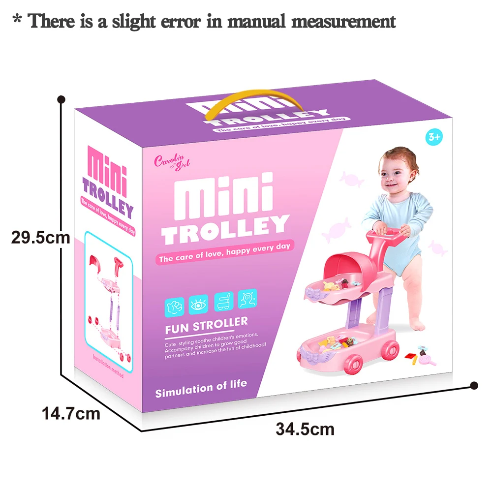 Hot Selling Electric Plush Cute Pet Cart Toy Stroller Set Baby Trolley Animal Toys Pretend Play Game for Children