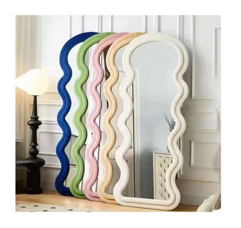 Modern Design Soft-Framed Floor Standing Wave Mirror Customized and Manufactured for Home Use