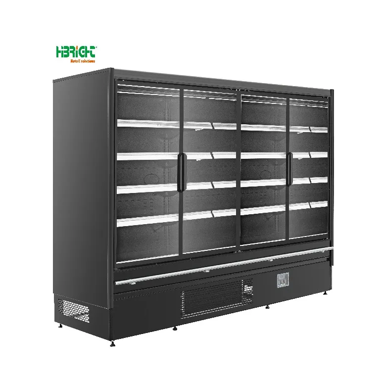 Commercial Supermarket Upright Cold Chiller Freezer with Glass Doors