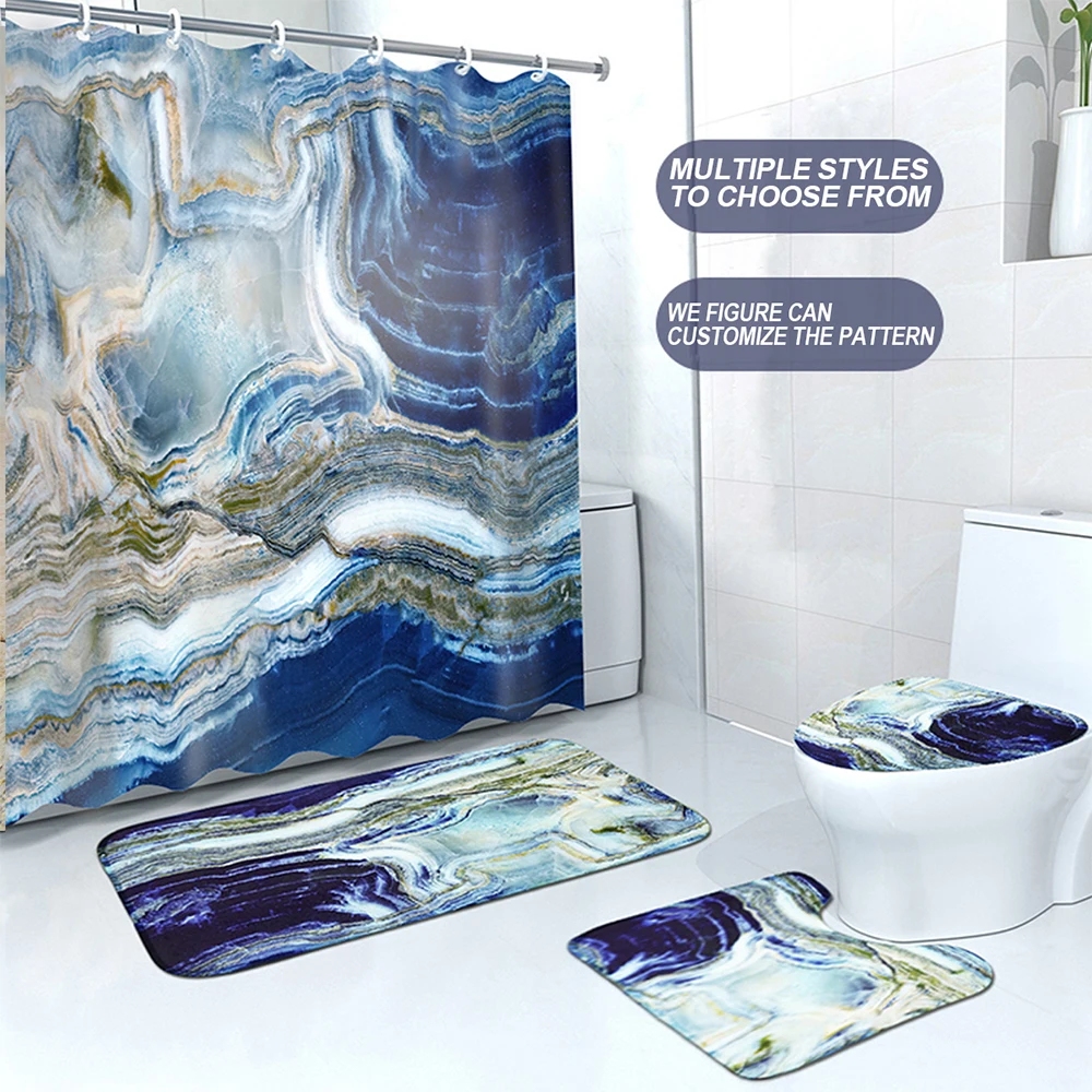 Дизайнерская Роскошная занавеска для душа из высококачественного полиэстера с 3D принтом для отдыха в ванной комнате набор из 4 шт. с крючками