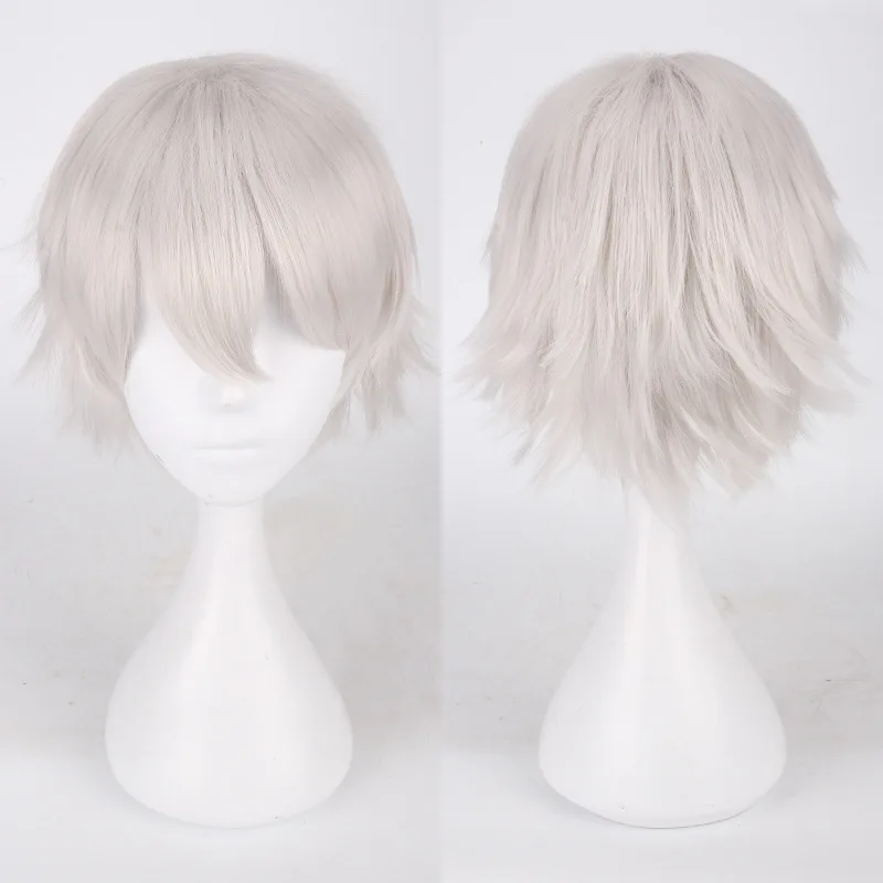 Anime cosplay halloween synthetic short wavy red silver golden yellow green pink purple orange white universal cosplay wig bangs