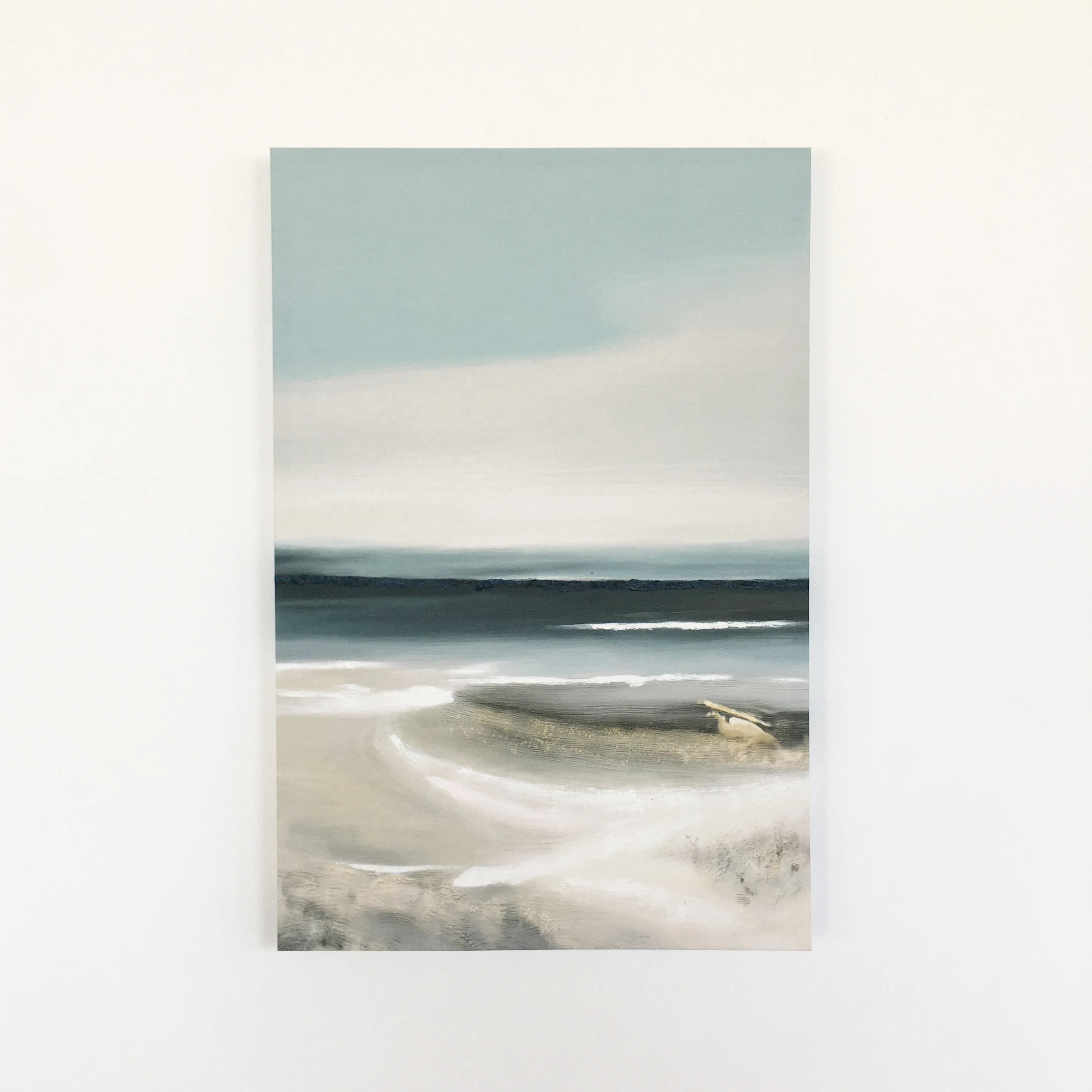 Stretched Printed Canvas with Hand Painted sand Embellishment  Seascape series design