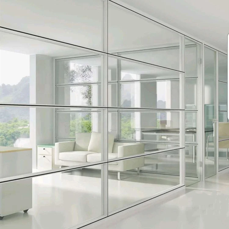  Office aluminum glass partition wall framed vertical framing