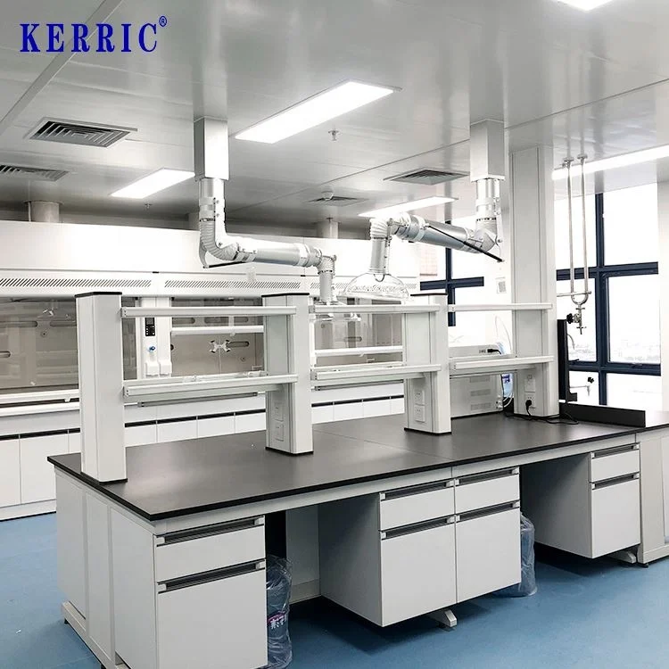 Metal laboratory furniture wall bench work station lab bench sink and cabinets