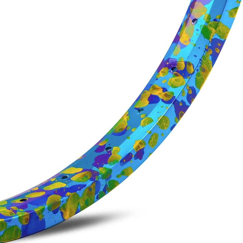 Funsea Bicycle Wheel BMX MTB Kids Adult Bike Rims 20 Inch Tire Rim Single Wall 36 Holes Alloy Width 30mm Matte Red Blue Splatter