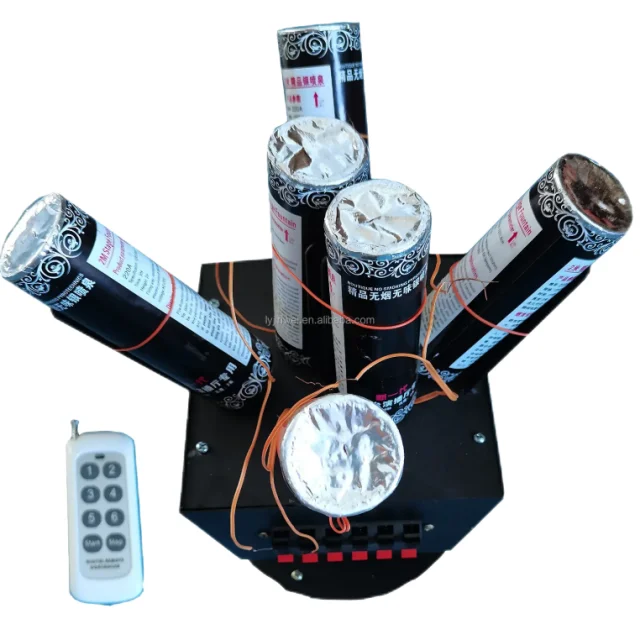 Remote Control 6p Rotating Indoor Pyrotechnic Stage Fountain Machine Fireworks Firing System Cold Pyro Machine for Wedding Decor